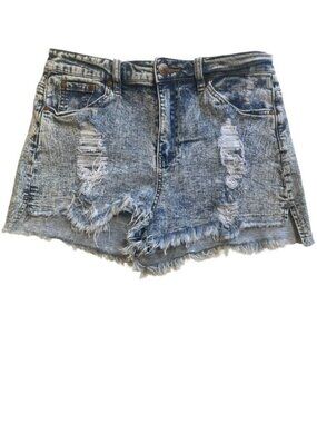 ALMOST FAMOUS Super High-Rise Distressed Denim Jean Shorts - Size 11 (Juniors)